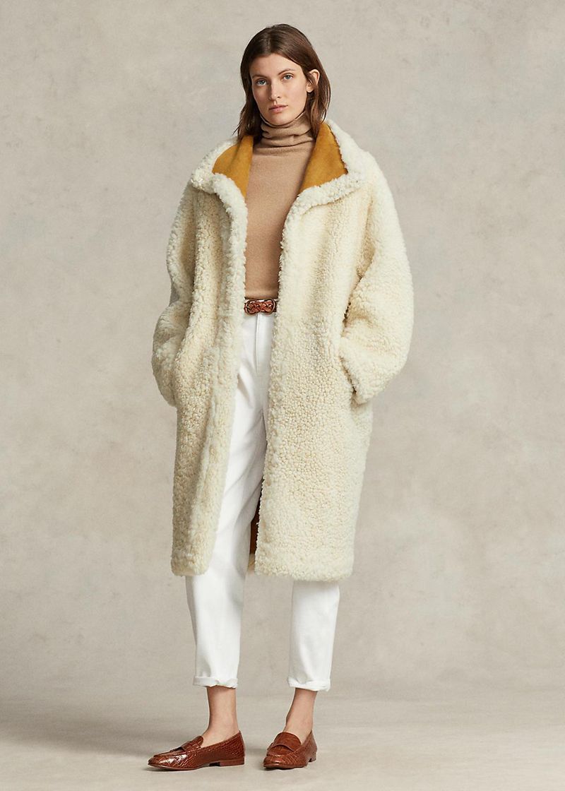 ポロ ラルフ ローレン コート レディース ベージュ Oversize 可逆 Shearling WYSXG2718